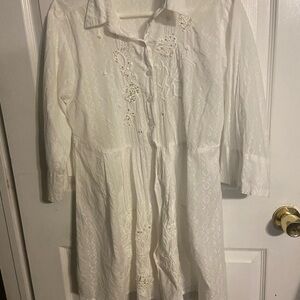 EUC Antica Sartoria by Giacomo Cinque White Bohemian Style W/Bead Appliqués Sz L